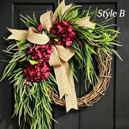 🌸Handcrafted Hydrangea Wreath – The Perfect All-Season Front Door Decor